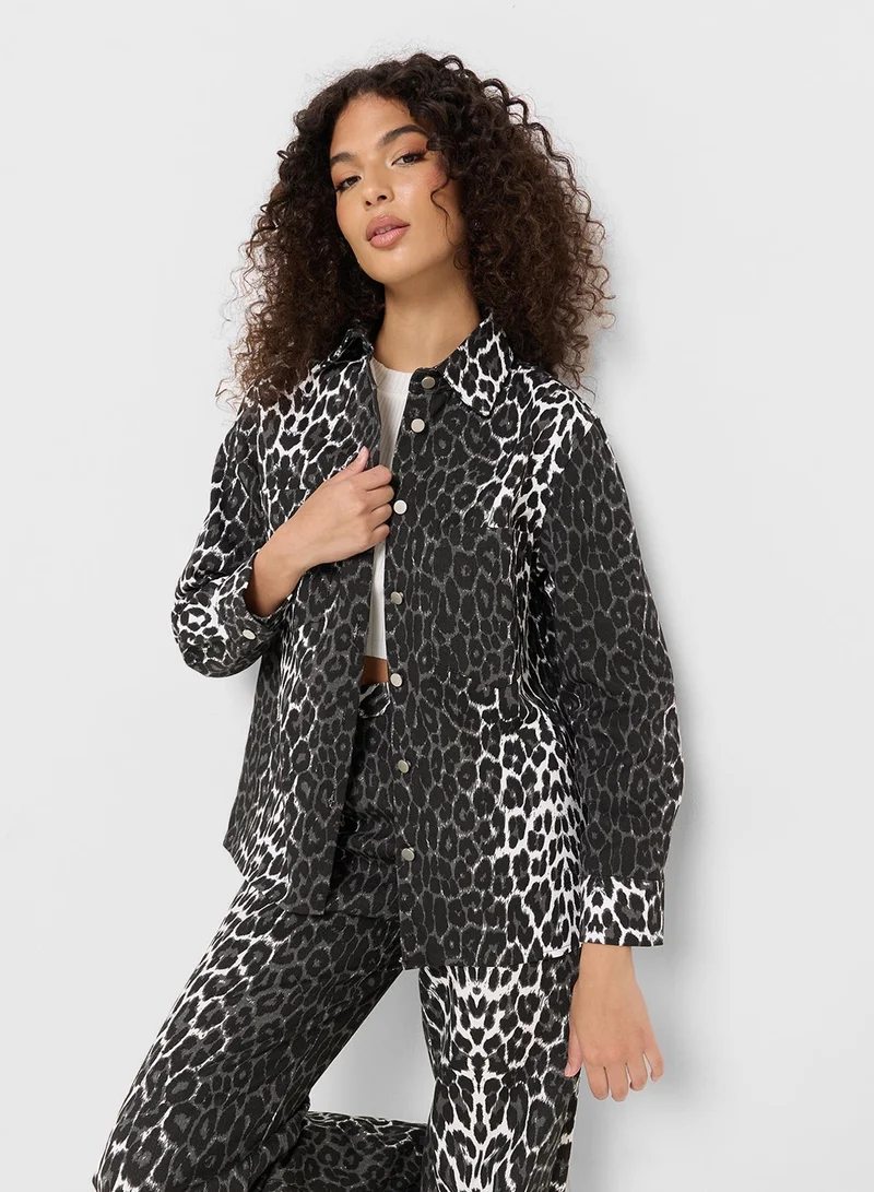 Ginger Leopard Print Oversize Shacket