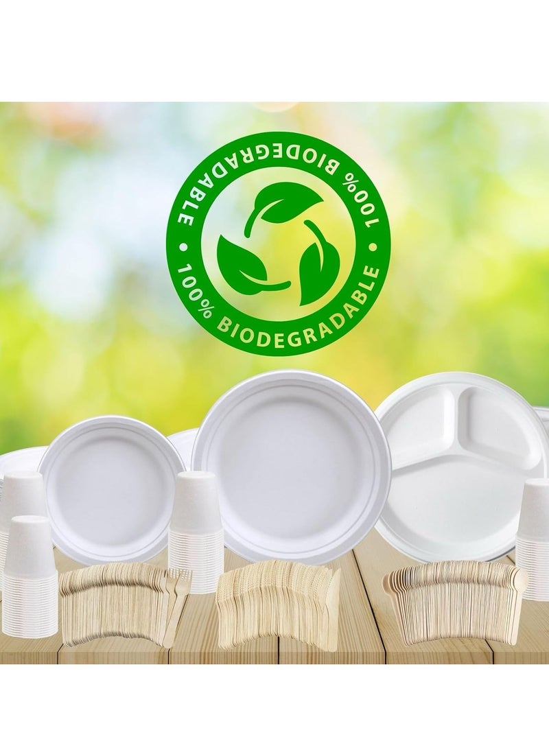 Home Smart Home Smart Bagasse Cup 8-OZ Set of 100 Pcs Heavy Duty Disposable Tea & Coffee Cup for Travel Out-Door Party and Special Event Party Favor  - Image 3