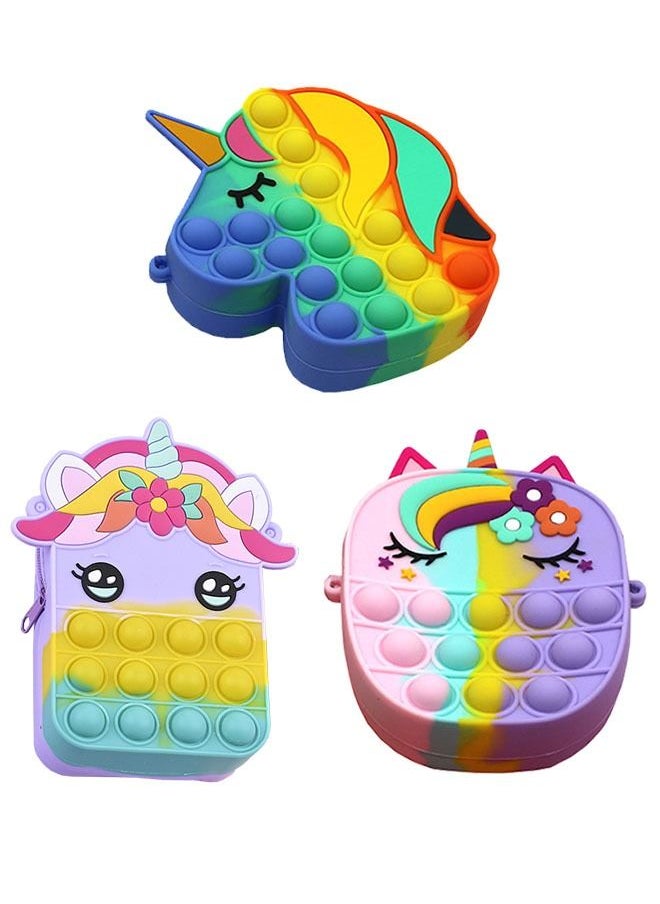 ZCM-HAPPY 3-Piece Mini Crossbody Coin Purse Silicone Stress Relief Bubble Toy  - Image 1