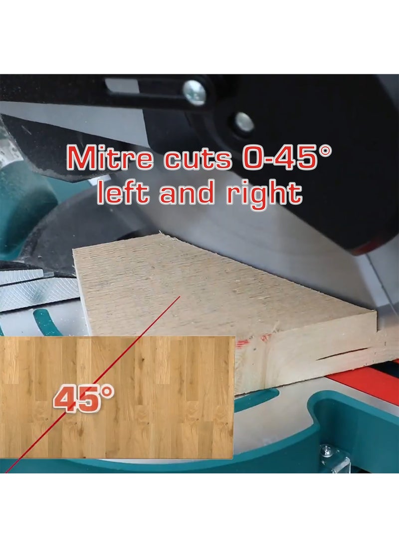 TOTAL Total Mitre Saw, 1400W, 210mm TCT Blade, 5000 RPM, with Dust Bag and Extension Bars  - Image 3