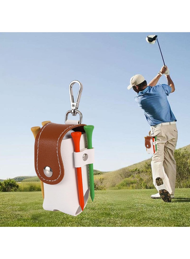 Generic Golf Ball Pouch,Portable Golf Tees PU Leather Hang on Waist Gift Golf Ball Pouch  - Image 3
