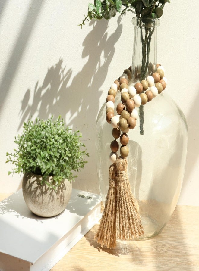 Meplait Wood Bead Garland, 39in Farmhouse Beads with Tassels for Tiered Tray Decor - Image 2