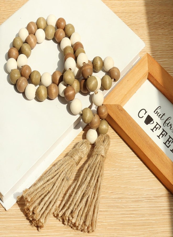 Meplait Wood Bead Garland, 39in Farmhouse Beads with Tassels for Tiered Tray Decor - Image 3