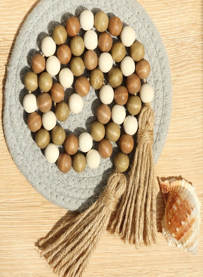 Meplait Wood Bead Garland, 39in Farmhouse Beads with Tassels for Tiered Tray Decor - Image 4