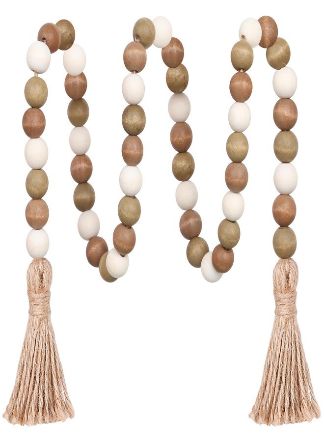 Meplait Wood Bead Garland, 39in Farmhouse Beads with Tassels for Tiered Tray Decor - Image 1