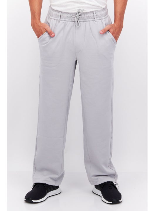Men Regular Fit Solid Jogger Pants, Grey