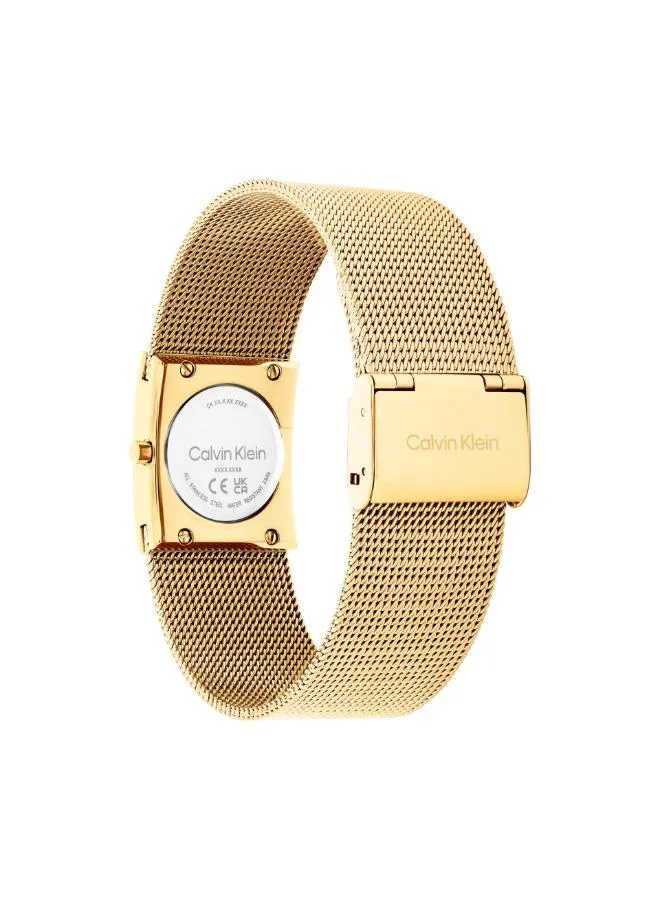 CALVIN KLEIN Calvin Klein Two Hand Quartz Movement Watch for Women CK PULSE Collection with Gold Colored Stainless Steel Mesh Bracelet - 25100136