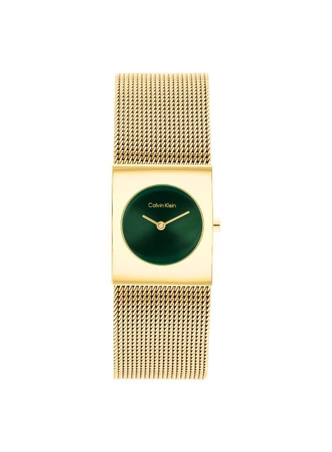 CALVIN KLEIN Calvin Klein Two Hand Quartz Movement Watch for Women CK PULSE Collection with Gold Colored Stainless Steel Mesh Bracelet - 25100136