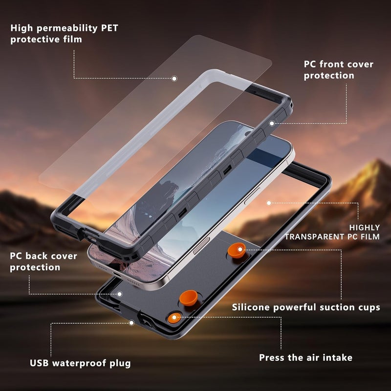 YOOJ ® Waterproof Diving Phone Case for iPhone, HD Underwater Photography Snorkeling Diving Phone Case for iPhone 16/15/14/13 Pro Max, for Samsung Galaxy S25/S24/S23 Ultra, Up to 6.9'' (Black) - Image 2