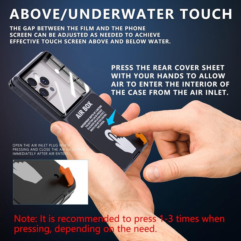 YOOJ ® Waterproof Diving Phone Case for iPhone, HD Underwater Photography Snorkeling Diving Phone Case for iPhone 16/15/14/13 Pro Max, for Samsung Galaxy S25/S24/S23 Ultra, Up to 6.9'' (Black) - Image 4