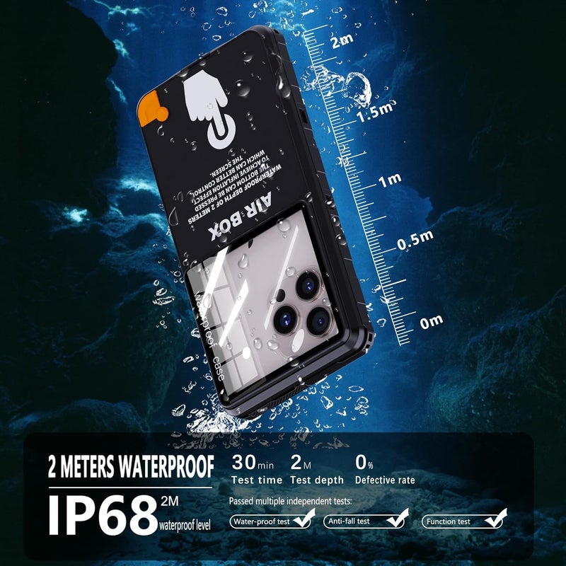 YOOJ ® Waterproof Diving Phone Case for iPhone, HD Underwater Photography Snorkeling Diving Phone Case for iPhone 16/15/14/13 Pro Max, for Samsung Galaxy S25/S24/S23 Ultra, Up to 6.9'' (Black) - Image 3