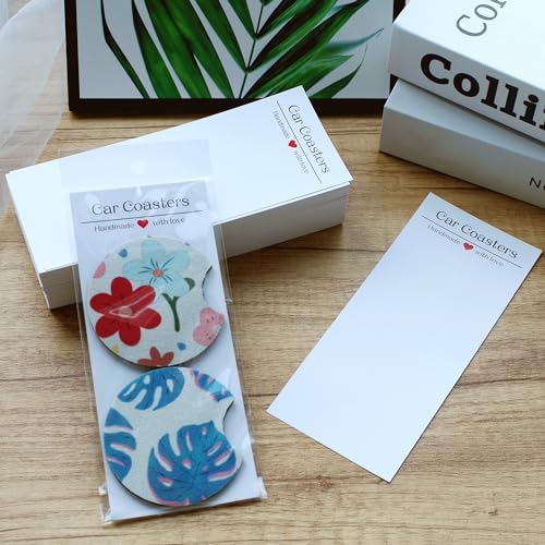 Vcekract 100PCS Car Coaster Packaging for Selling, Sublimation Blanks Car Coasters Cards with Bags, Sublimation Car Coasters Display Cards 6.8x2.85In, Heat Press Machines Accessories - Image 5