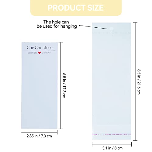 Vcekract 100PCS Car Coaster Packaging for Selling, Sublimation Blanks Car Coasters Cards with Bags, Sublimation Car Coasters Display Cards 6.8x2.85In, Heat Press Machines Accessories - Image 3
