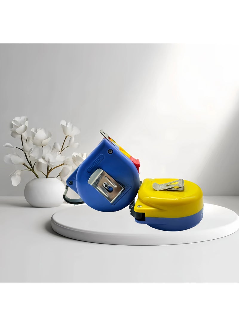 5 Meter Measuring Tape - Plastic Round Case, White Blade, Double-Sided Printing, Durable Metal Tape -  Blue - Image 3