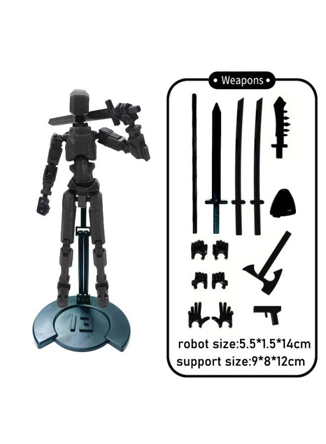 Multi-joint Movable Figure Hand Board Lucky 13 Doll Full Body Activity Robot Decompression To Play Artifact-Color:With Bracket-black 75g  Bag  - Image 1