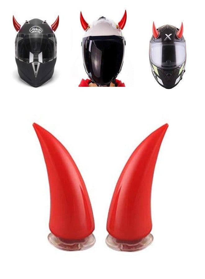 SELVIKE Devil's Helmet Horn with Suction Rubber Pad for All Bikes and Motorcycles (Pack of 2) (RED) - Image 1