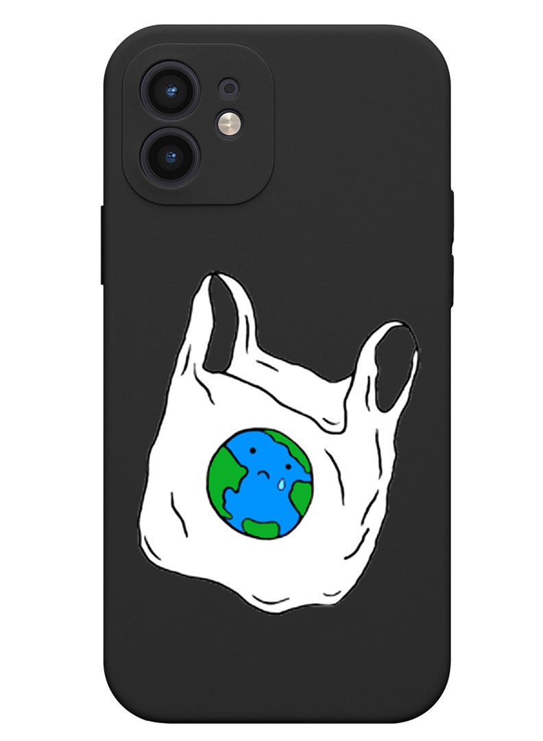 Theodor Protective Slim Fit Case Liquid Silicone Cover with Full Body Protection Anti-Scratch Shockproof Case For iPhone 12 Black  - No prob llama  - Image 1