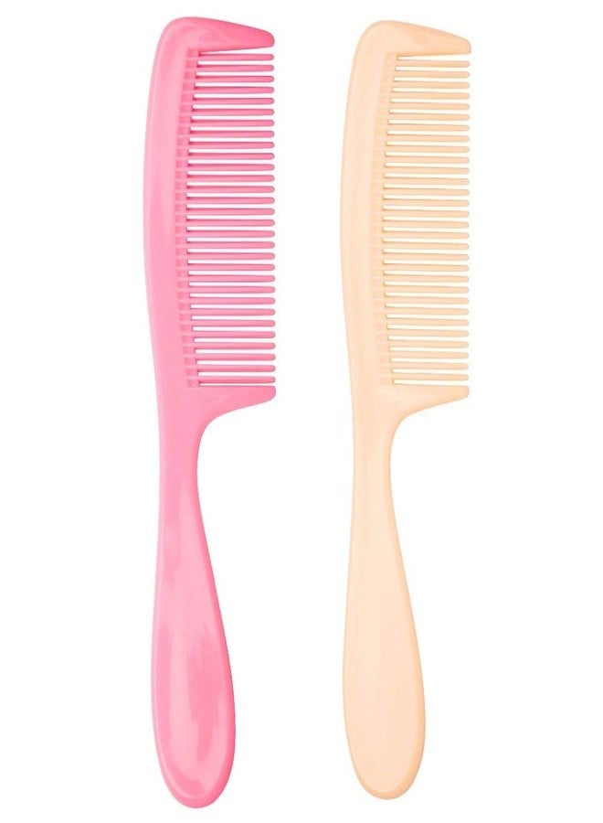 LooKat Wide Tooth Detangling Hair Comb Set, Pink and Peach, Professional Styling and Hair Care Accessories, 2 Pack - Image 2