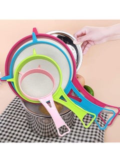 Bukela Plastic Mesh Strainer Colander Set, Food Soy Milk Flour Sieve Plastic Colander Strainer with Long Handle Icing Sugar Sifters Fine Strainer Tea Filter and Silicone Foldable Funnel, 4Pcs, Random Color  - Image 4