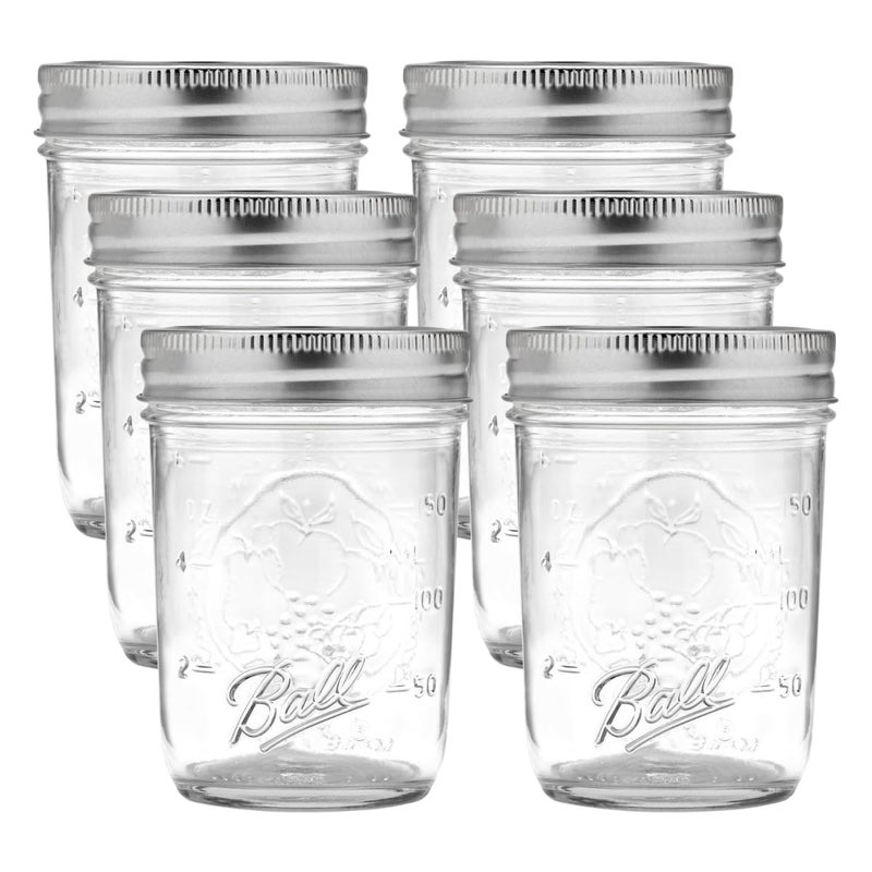 Ball Regular Mouth Glass Mason Jars with Lids and Bands, Used for Canning (Half Pint, 8 Ounce (Pack of 6)) - Image 1