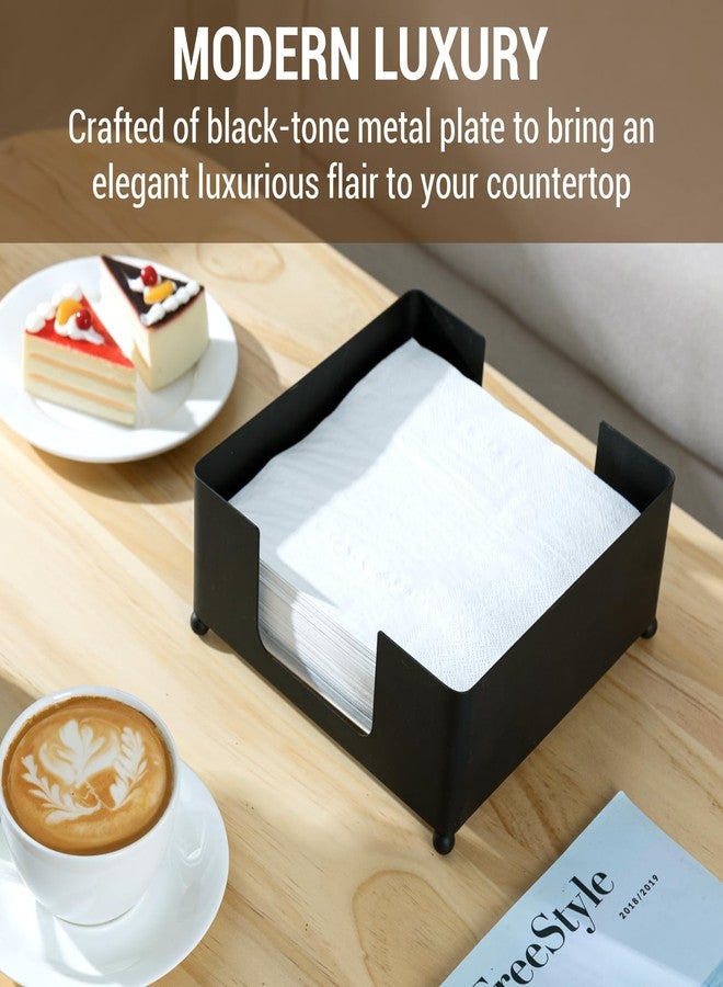 MyGift Modern Black Metal Square Napkin Holder – Tabletop Napkin Dispenser Tray for Kitchen, Dining Table, and Home Organization - Image 2