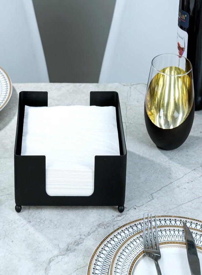 MyGift Modern Black Metal Square Napkin Holder – Tabletop Napkin Dispenser Tray for Kitchen, Dining Table, and Home Organization - Image 3