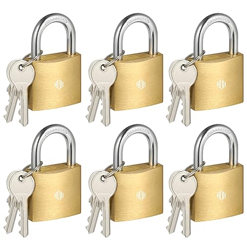 HOX 6Pack Keyed Padlock Waterproof and Rustproof Solid Brass Lock with 114 Wide Body Padlock with Keys for Storage Unit Sheds Garages and Fence - Image 1