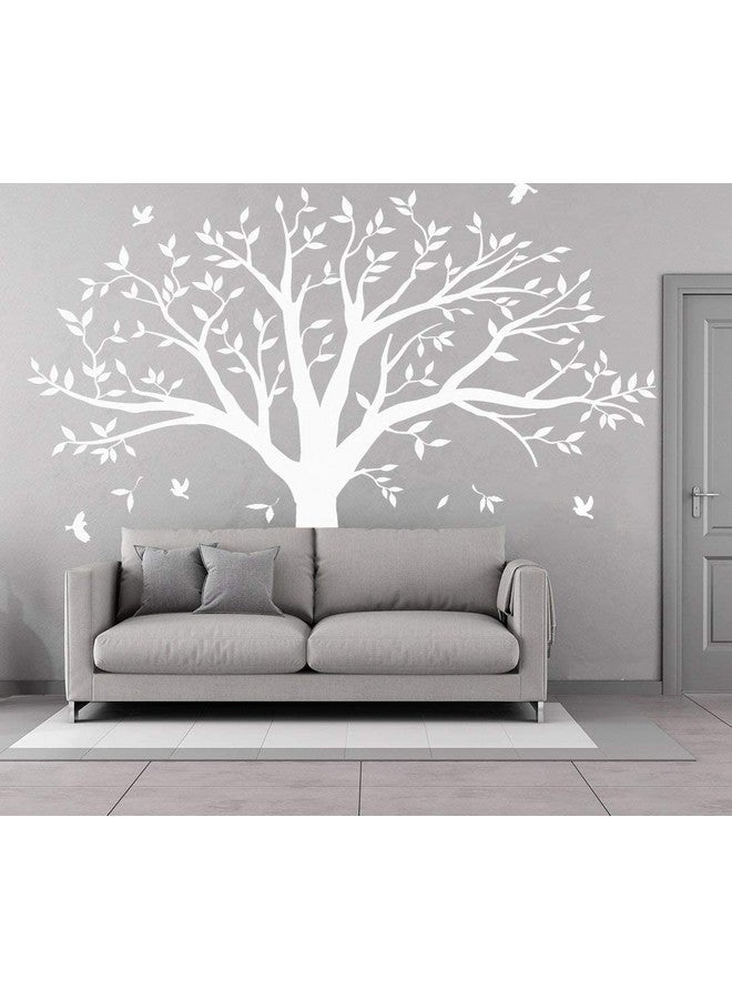 MAFENT Giant Family Tree Wall Decals Photo Tree Wall Decals with Birds Wall Stickers for Living Room Nursery Bedroom Decoration (White) - Image 1