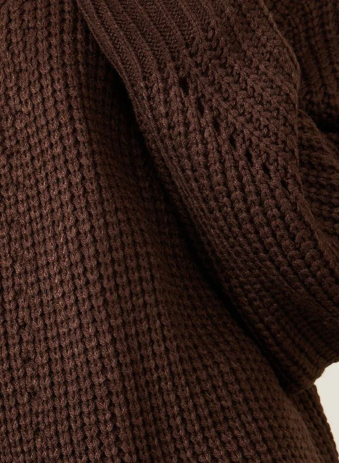 Styli Oversized Longline Chunky Knit Open Front Cardigan