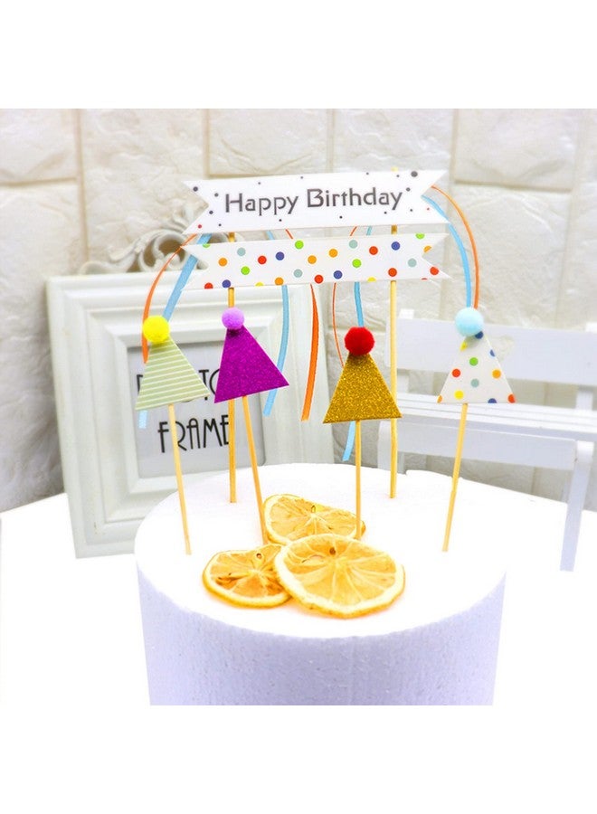 CBLUO 55 Pcs Mini Happy Birthday Cupcake Toppers - Striped & Polka Dot First Birthday Hats & Cake Decorations for Baby Shower Celebration Party Supplies - Image 4