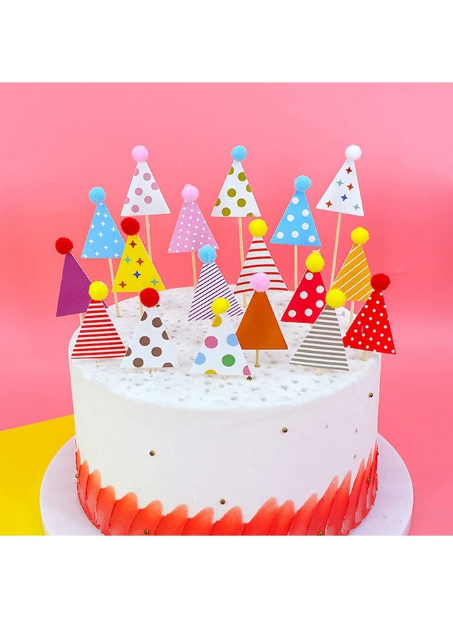 CBLUO 55 Pcs Mini Happy Birthday Cupcake Toppers - Striped & Polka Dot First Birthday Hats & Cake Decorations for Baby Shower Celebration Party Supplies - Image 3