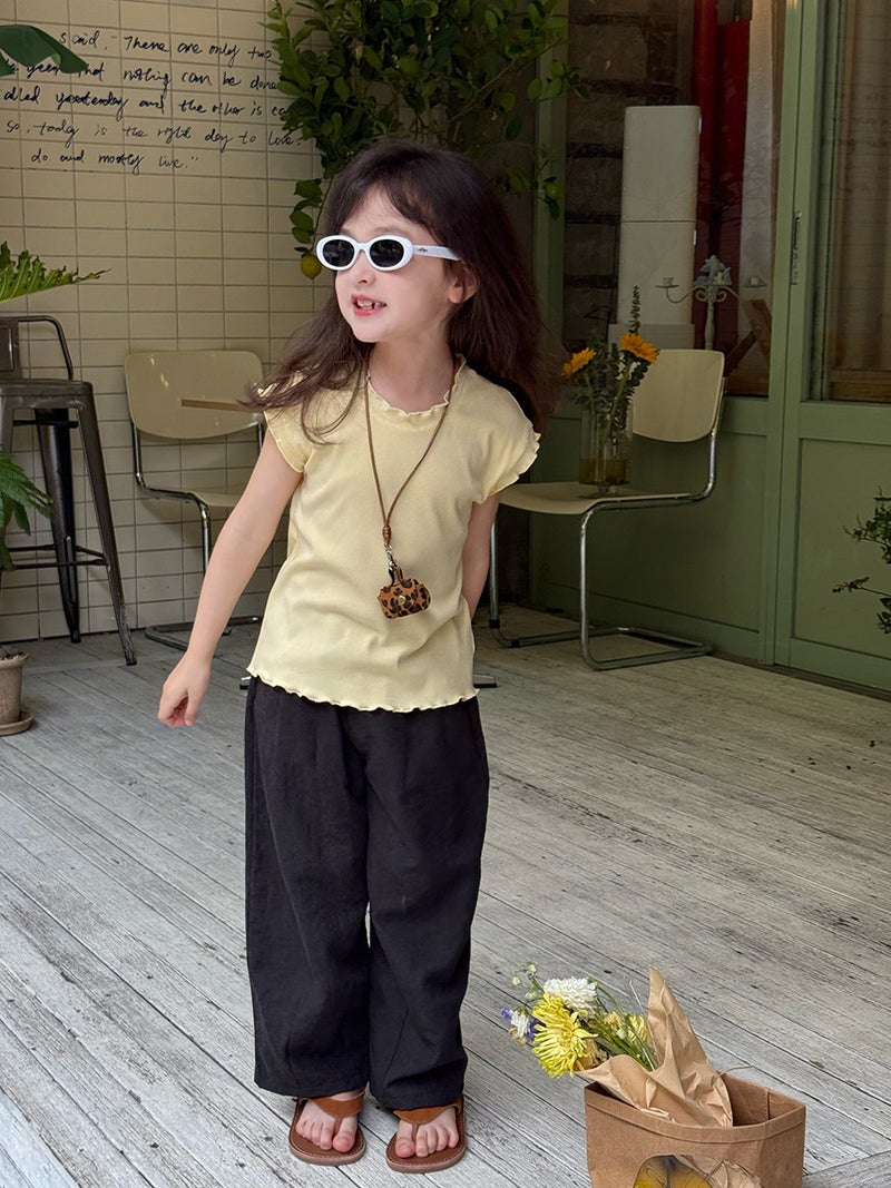 Aimo Beibei Kidsren أنيقة السيدة النقية اللون تي شيرت فتاة الطفل الحلو واللطيف الفطريات الدانتيل سترة أعلى - Image 5