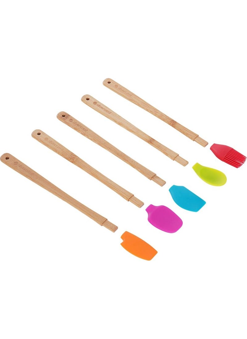 SilverCrest - Silver Crest Spt-02 Set of 5 Colorful 26CM Long Silicone Bamboo Spatulas - Image 1