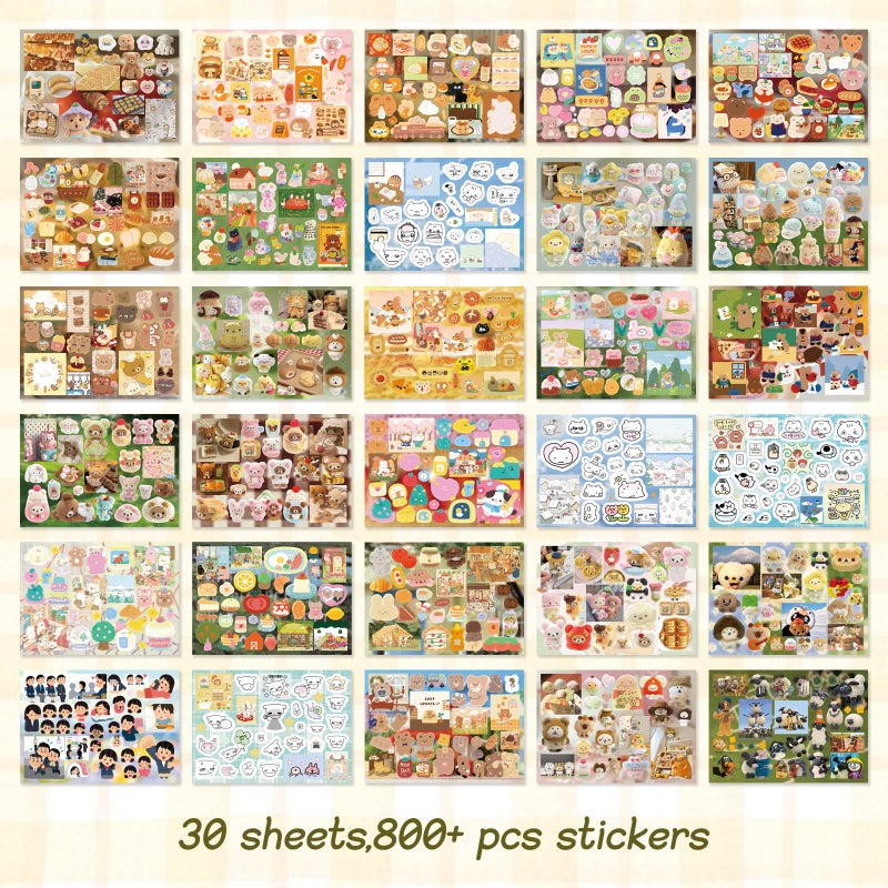 PRSTINCOL Japanese Manga Style Sticker Book with 30 Sheets of Die Cut Stickers, Over 1200 Pieces for DIY Journaling and Scrapbooking - Image 3
