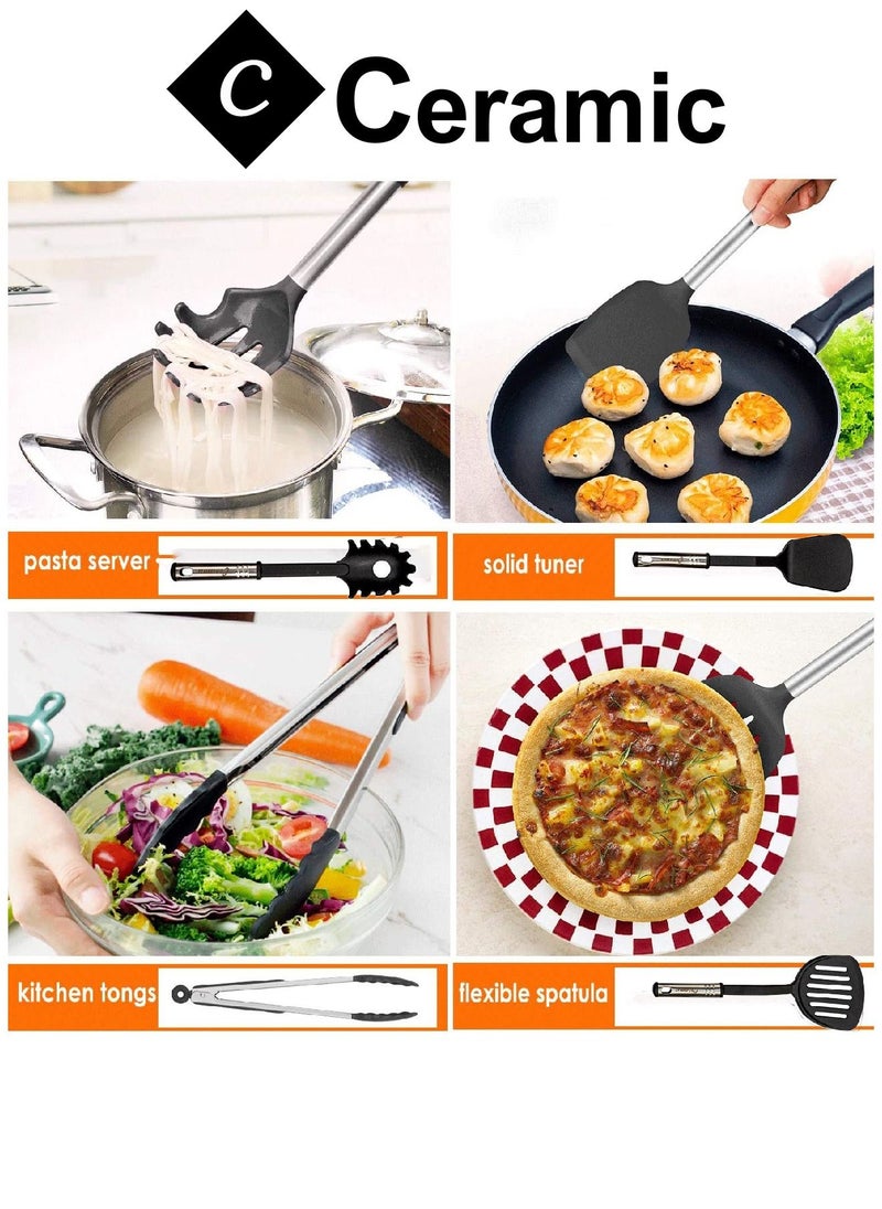 CERAMIC - 40 Pcs Cooking Utensils Set Non stick Stainless Steel Handle Kitchen Sets for home And Gifts - Image 1