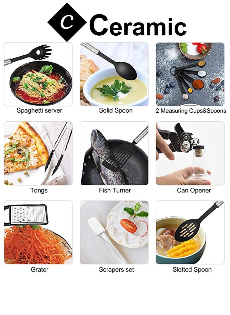 CERAMIC - 40 Pcs Cooking Utensils Set Non stick Stainless Steel Handle Kitchen Sets for home And Gifts - Image 1