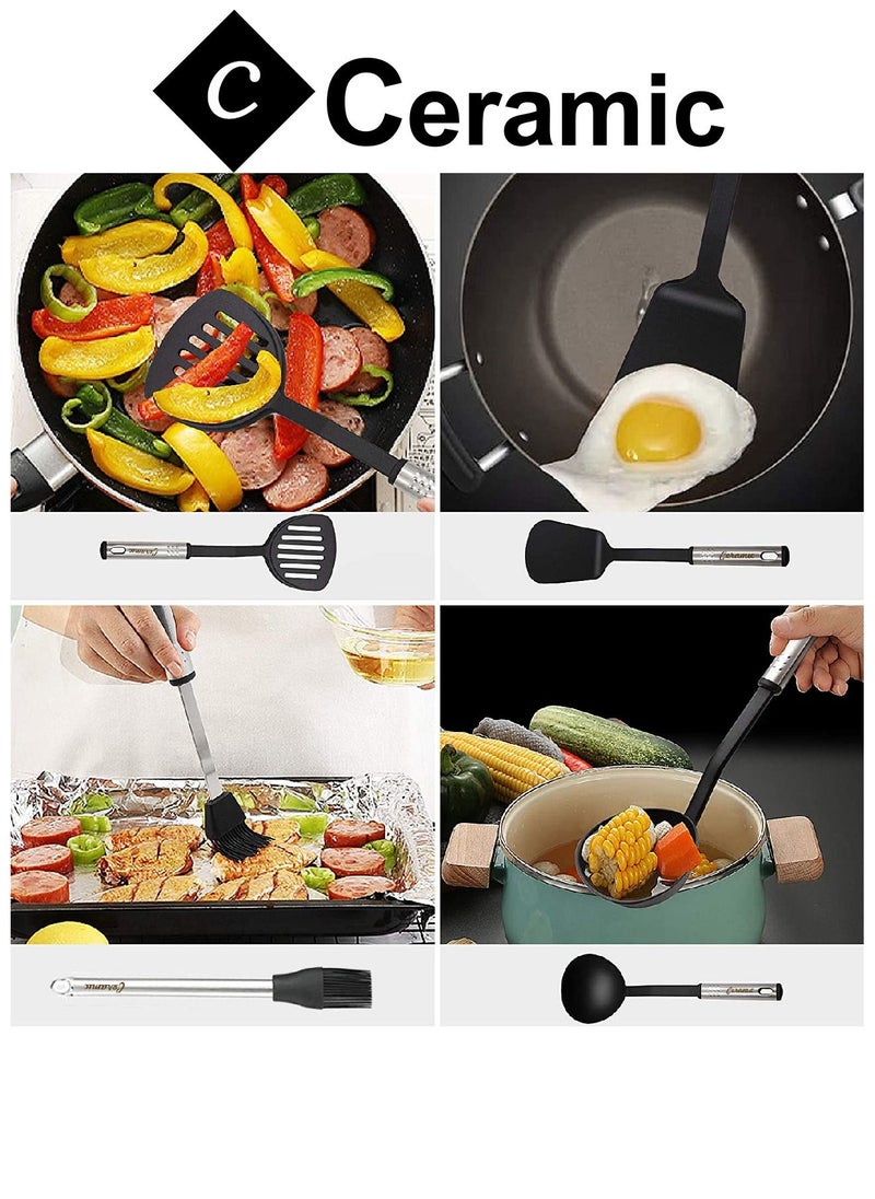 CERAMIC - 40 Pcs Cooking Utensils Set Non stick Stainless Steel Handle Kitchen Sets for home And Gifts - Image 1
