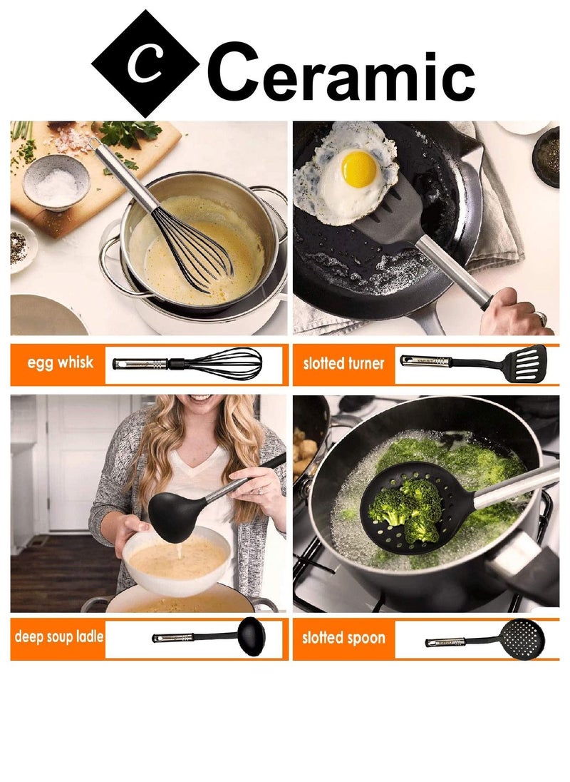 CERAMIC - 40 Pcs Cooking Utensils Set Non stick Stainless Steel Handle Kitchen Sets for home And Gifts - Image 1