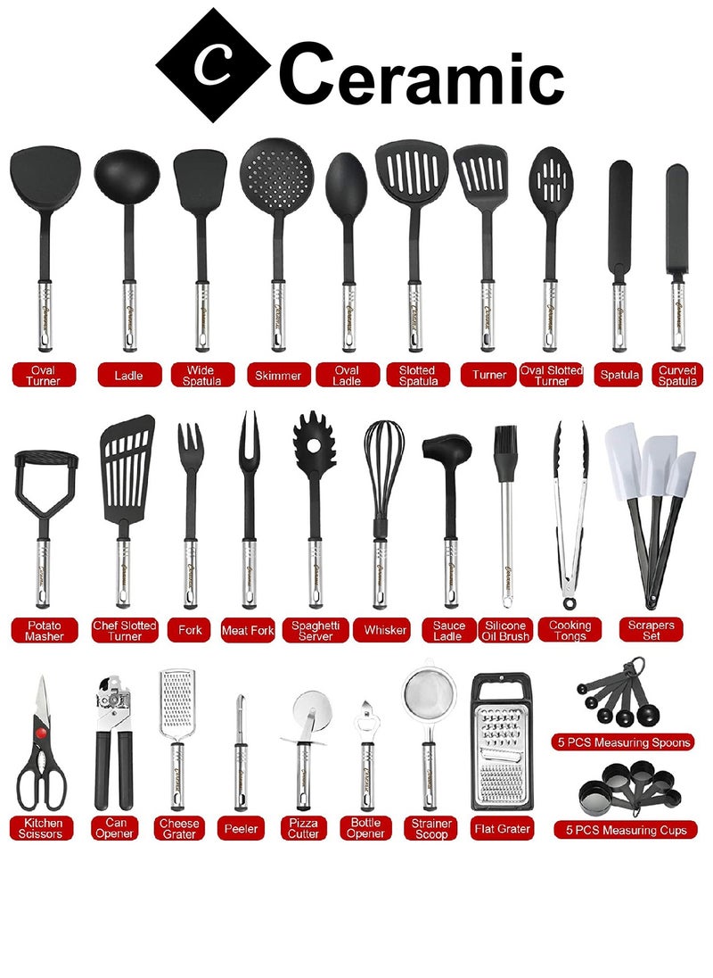 CERAMIC - 40 Pcs Cooking Utensils Set Non stick Stainless Steel Handle Kitchen Sets for home And Gifts - Image 1