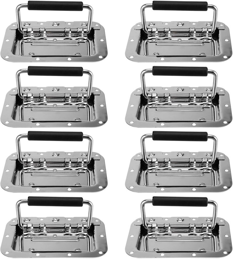JAPCHET 8 Pack 42 x 63 in Heavy Duty Recessed Handles Silver Spring Loaded Recessed Handle with Grip Recessed Pull Handle for Toolbox and Barn Door - Image 1