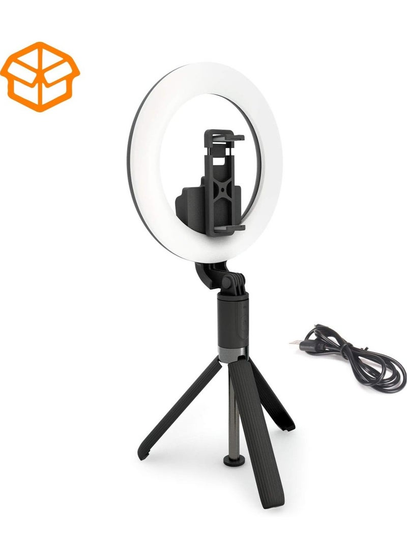 ELTRAZONE - Selfie Stick with Ring Light, 2023 Model, 3 Color Modes, 9 Levels of Dimming, High Brightness, Tripod, Selfie Light, 360° x 220° Rotation, 5 Levels of Stretching, Auxiliary Light, Bluetooth Remo - Image 1