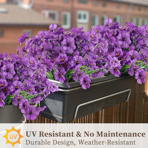 ColoPlay 24 Purple Bundles Artificial Flowers for Outdoors/Indoors Fake Flowers Plants for Indoor Outside Garden Porch Window Box Home Wedding Farmhouse - Image 5