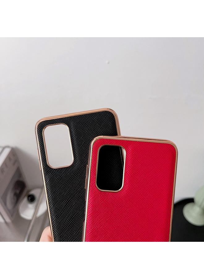 S-TOP Case For Samsung Galaxy A73 5G Nano Electroplating Cross Texture Genuine Leather Phone Case - Image 4