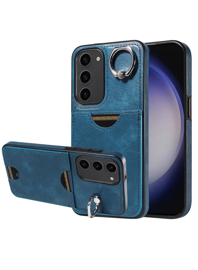 S-TOP Case For Samsung Galaxy S23 5G Calf Texture Card Slot Ring Holder Phone Case - Image 1