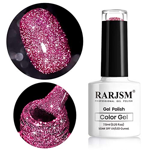 RARJSM Sparkling Glitter Gel Nail Polish, Red Gel Nailpolish Diamond Gelpolish, Spark Shiny Nail Art, Soak Off U V L E D Nail Gelpolish Starter Manicure Salon DIY at Home RAR87 - Image 1