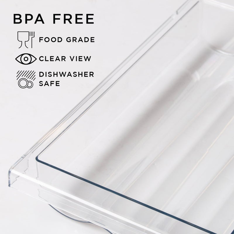 BINO | Pull-out Egg Holder Organizer | THE HANGER COLLECTION | Fridge Egg Drawer Organizer | Clear Egg Holder Tray for Refrigerator and Pantry | 18 Eggs Shelf Holder Storage Drawer - Image 3