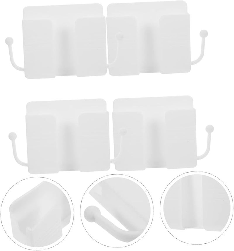 Operitacx 4pcs Self Adhesive Wall Mount Phone Holder Remote Control Storage Box Black - Image 5