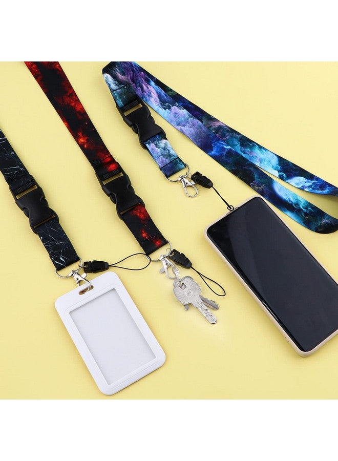DMLSKY Lanyards For Keys Id Badges Men Women, 3 Pcs Cool Galaxy Neck Lanyards Keychain Black Red Purple - Image 2