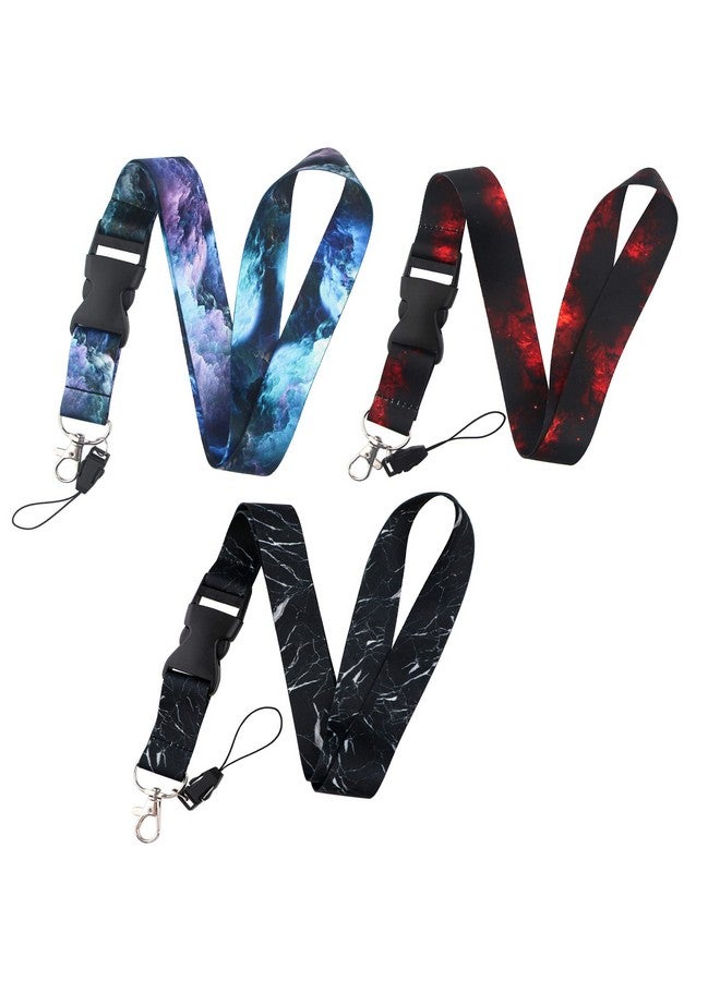 DMLSKY Lanyards For Keys Id Badges Men Women, 3 Pcs Cool Galaxy Neck Lanyards Keychain Black Red Purple - Image 1