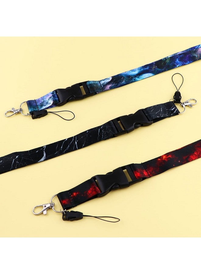DMLSKY Lanyards For Keys Id Badges Men Women, 3 Pcs Cool Galaxy Neck Lanyards Keychain Black Red Purple - Image 3